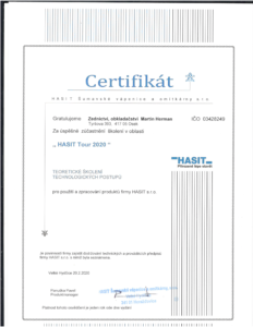 Hasit Tour 2020 certifikát